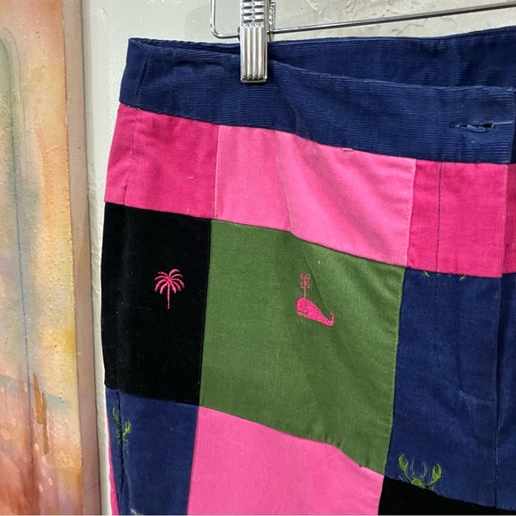 Lilly Pulitzer Corduroy Patchwork Pants, Embroidered Size 8 - Picture 5 of 7